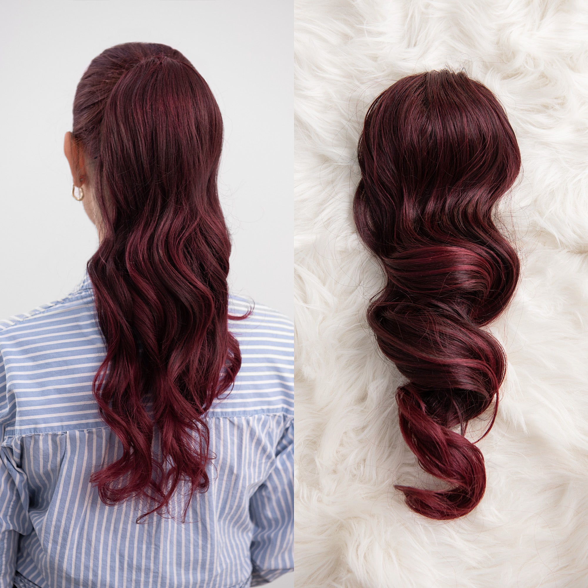 Mahagoni │Opuštena kovrča │50cm │Rep na mrežicu